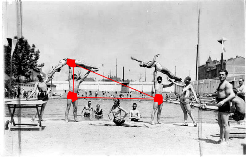 Collage, archival photography, Park Krakowski in Krakowie