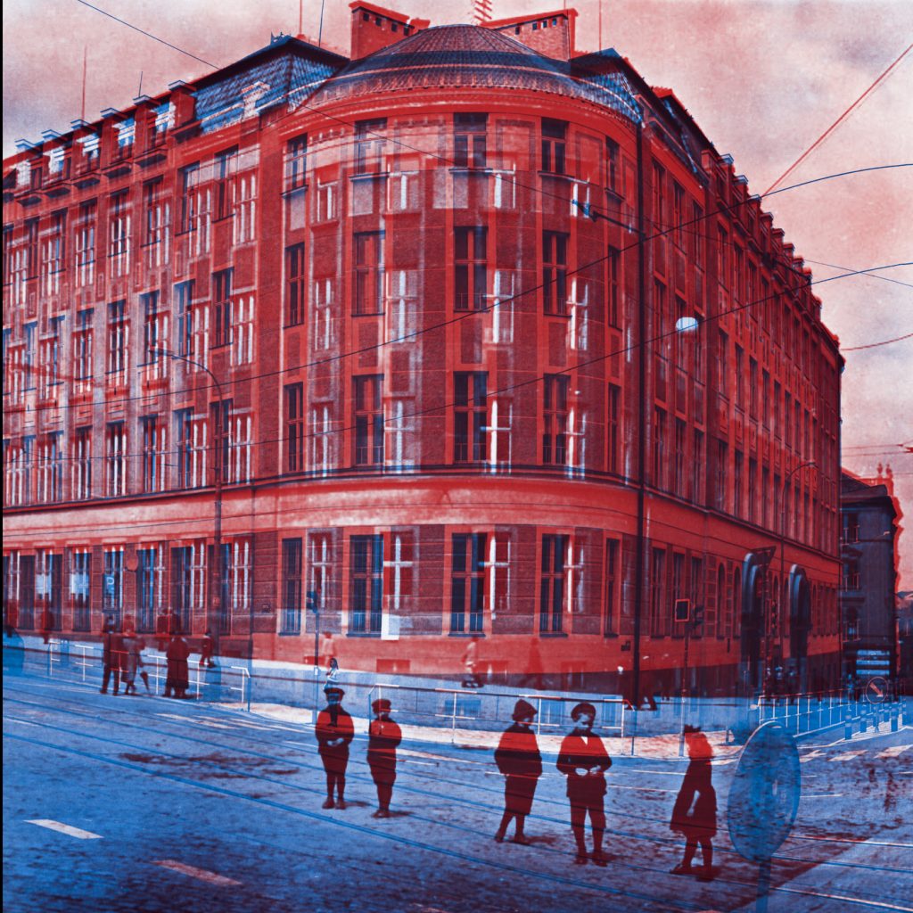 Beyond the Past and the Present, photographic collage combining archival and contemporary scenes from the Žižkov district in Prague